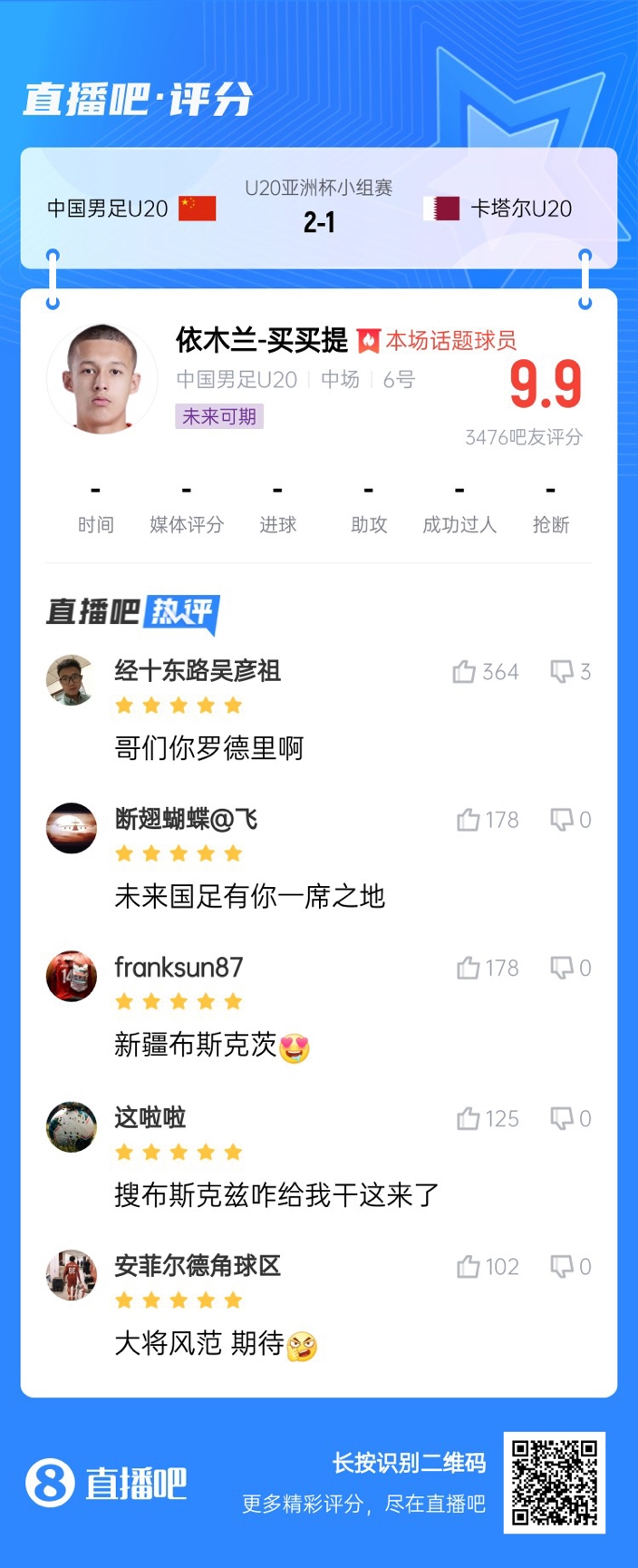  依木蘭+陳澤仕泰山中場連線！19歲依木蘭獲封：新疆布斯克茨！