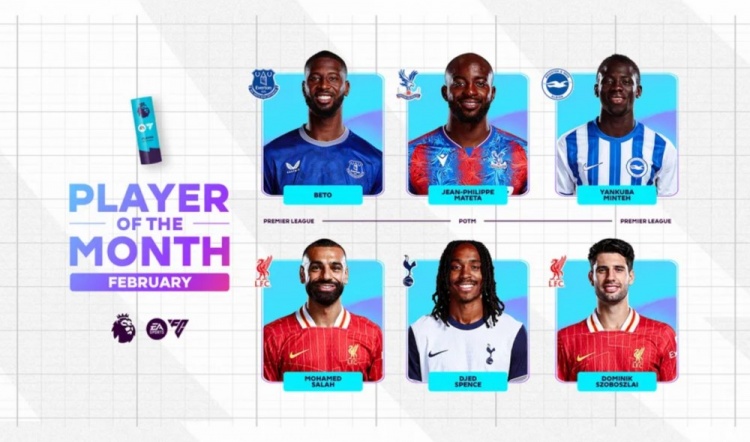  英超2月最佳候選：貝托、馬特塔、明特、薩拉赫、斯賓塞、索博