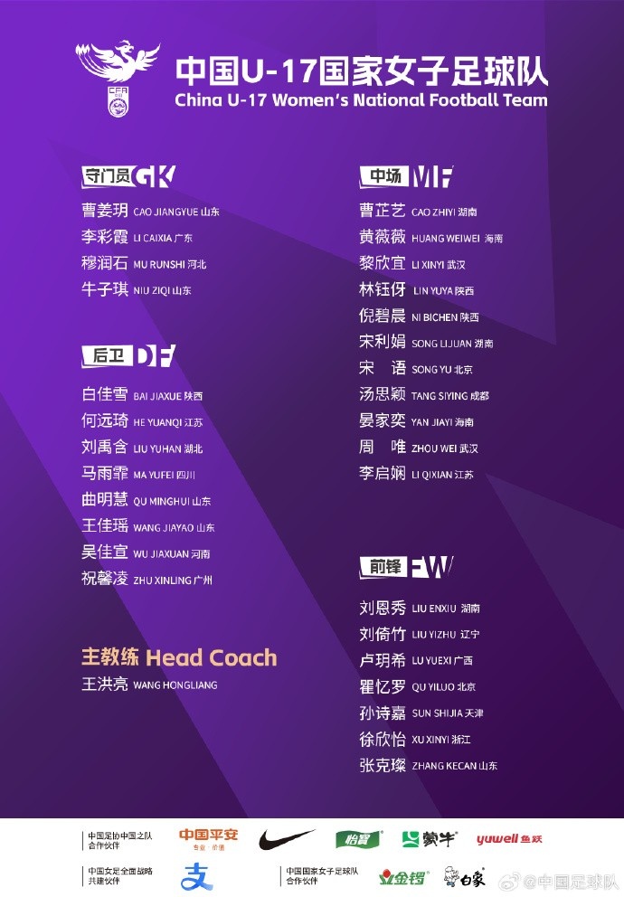  U17女足30人將在蘇州集訓備戰(zhàn)世界杯，姜寧、朱挺擔任訓練員